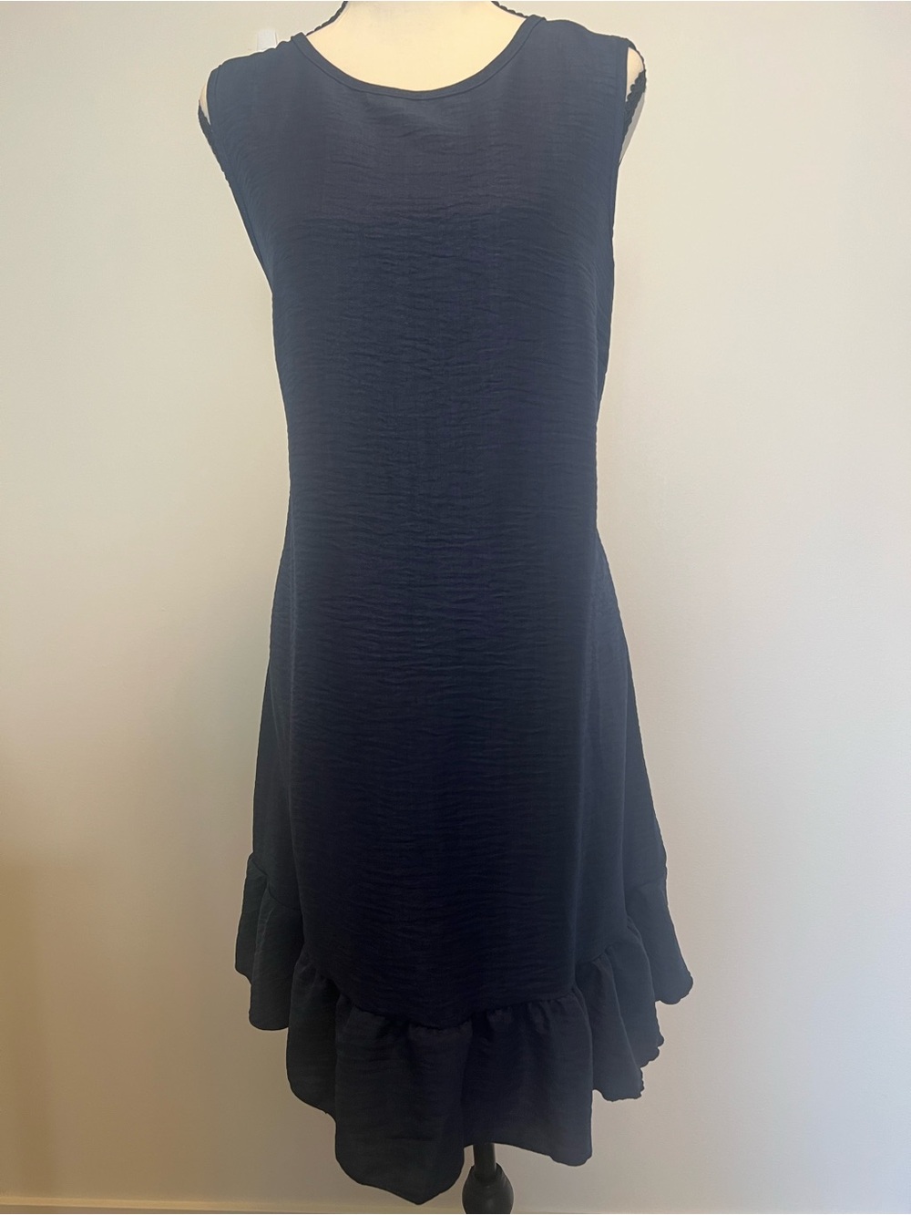 Navy Sleeveless Ruffle Hem Mini | Sundress | Swing Dress | Retro | Coastal